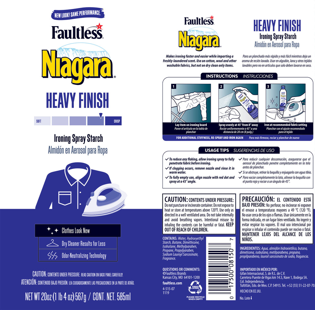 Niagara Heavy Finish Ironing Spray Starch Niagara Starch